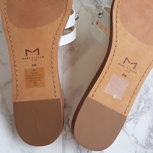 Marc Fisher White Leather Pava Slide Sandals Size 8M - Picture 16 of 16